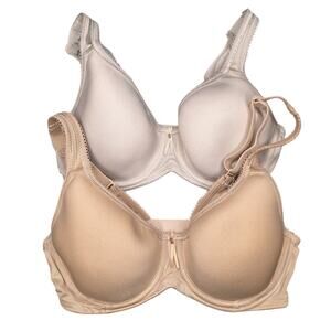 Wacoal lot of 2 32C basic beauty spacer t-shirt bra nude beige cream white